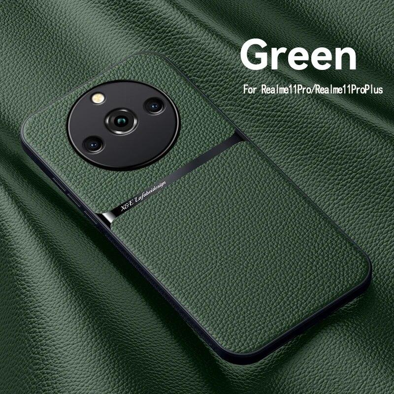 Чехол для Realme 11 Pro Plus, магнитный автомобильный держатель, кожаные чехлы для телефонов Realme 11 11Pro + 5G, мягкая силиконовая противоударная задняя крышка