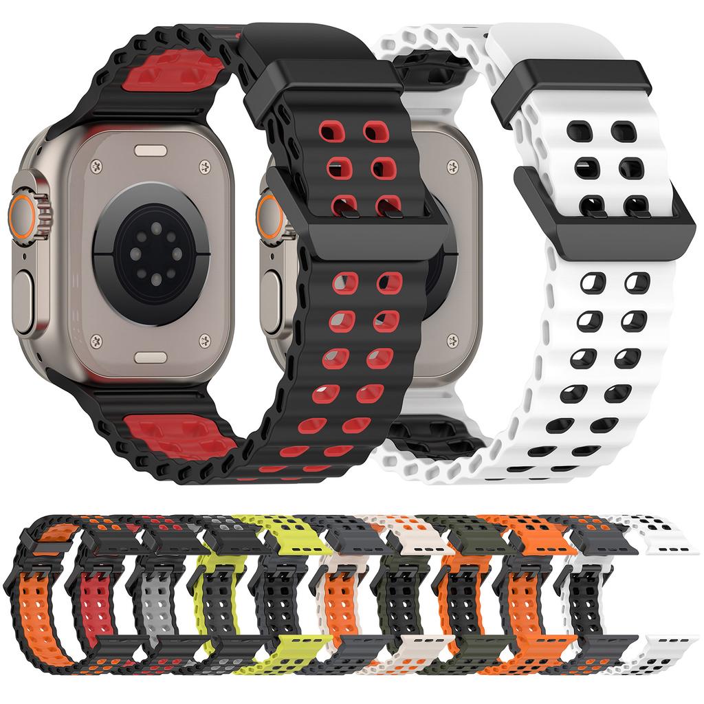 Watch Band for Apple Watch Series 10 Ultra 9 8 7 SE 6 5 4 3 2 1 46mm 49mm 45mm 44mm 42mm Dual Color Silicone Strap