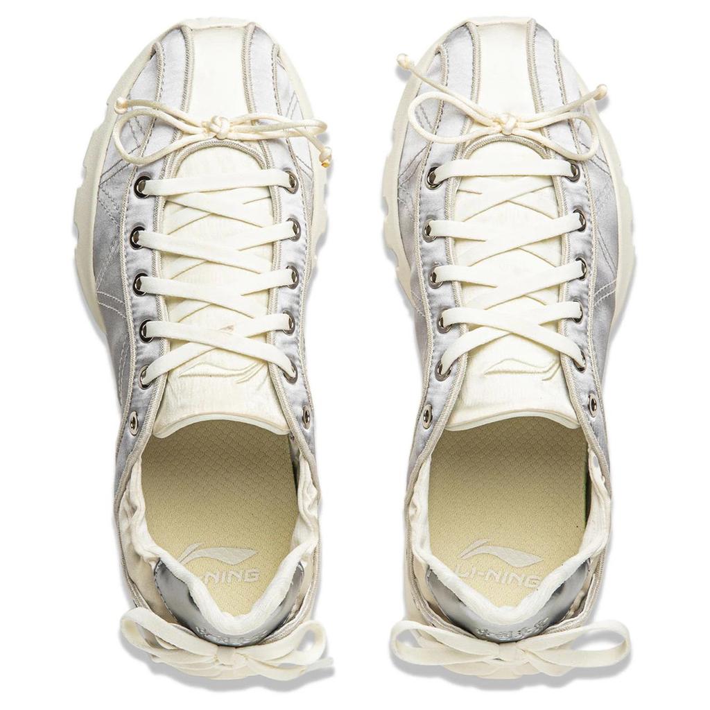 Li Ning Удобные балетки Легкие низкие повседневные кроссовки Женские кроссовки Серебристый AZGV274-1