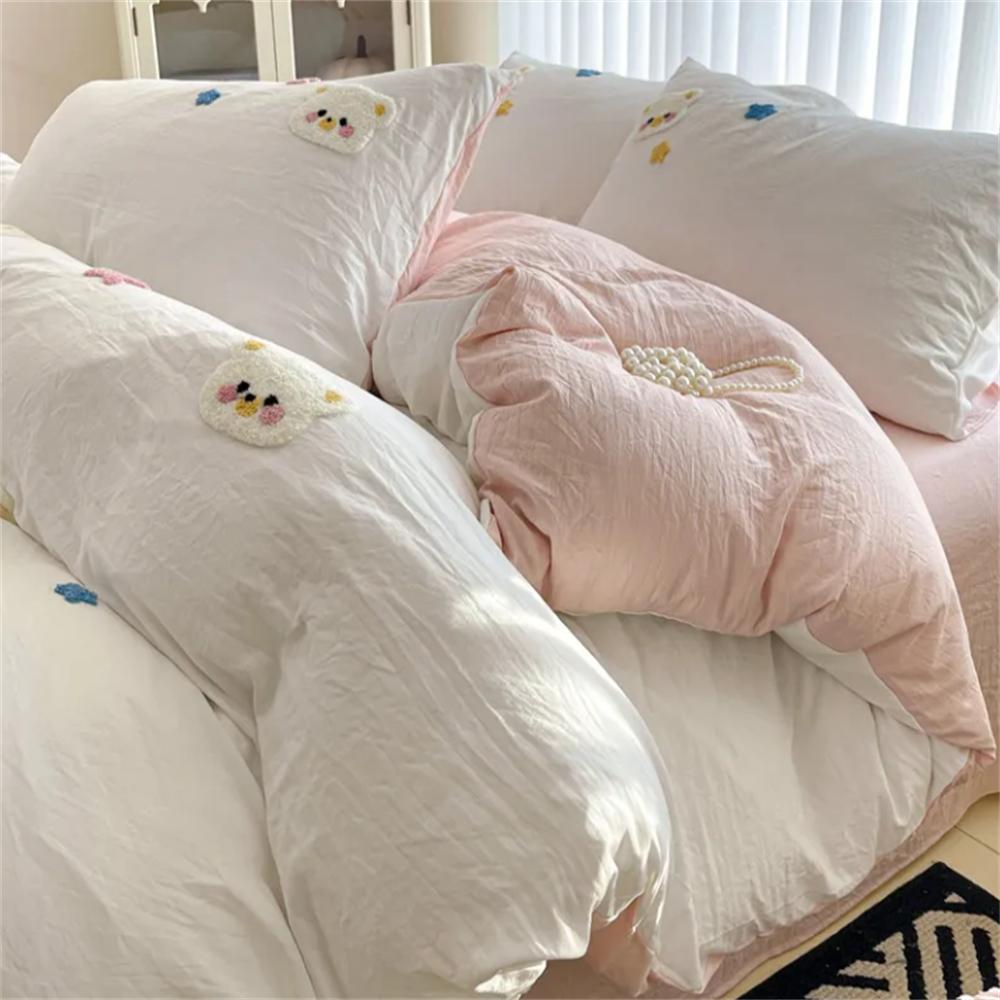 INS Style Bedding Sets Quilt Cover Sets Romantic Bedclothes Decor Woman Girls Bedroom Duvet Cover Sets 4pcs