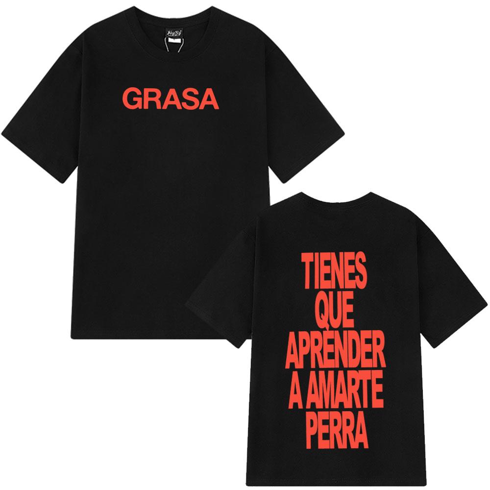 2025 Summer Rapper Nathy Peluso Grasa Letters Print T Shrit Men Women Aesthetic 100 Pure Cotton Printed Breathable Tshirt