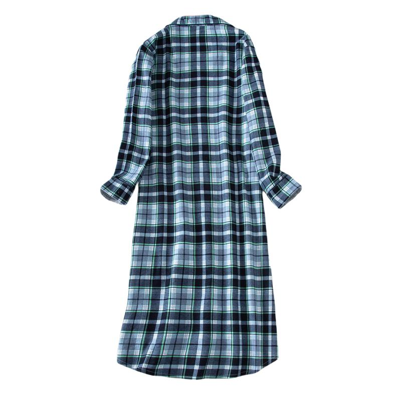 Женская ночная рубашка, классическая клетчатая ночная рубашка на пуговицах, хлопковая ночная рубашка с длинными рукавами, пижамный топ, одежда для сна с воротником-бойфрендом