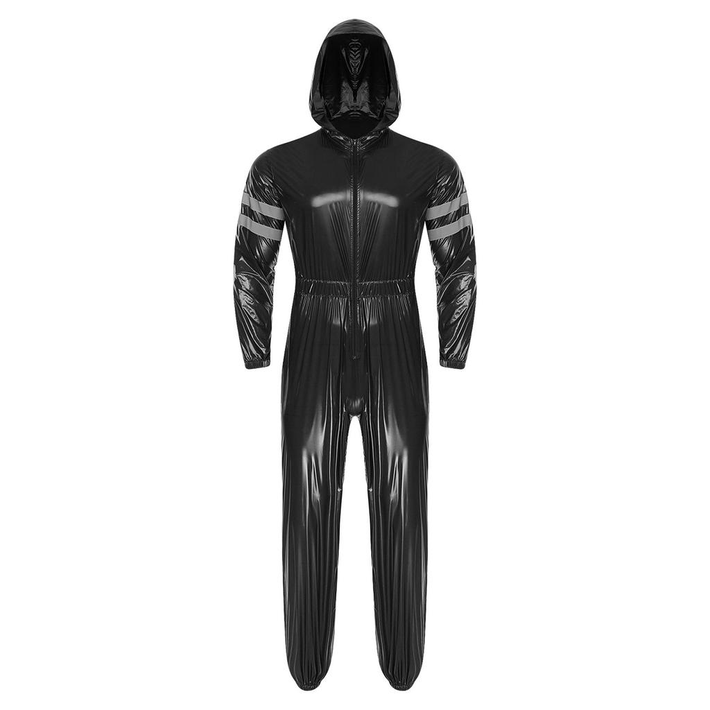 Мужской ВысокоВидимый Светоотражающий Комбинезон Водостойкий На Молнии Спереди Длинный Рукав Эластичная Талия С Капюшоном