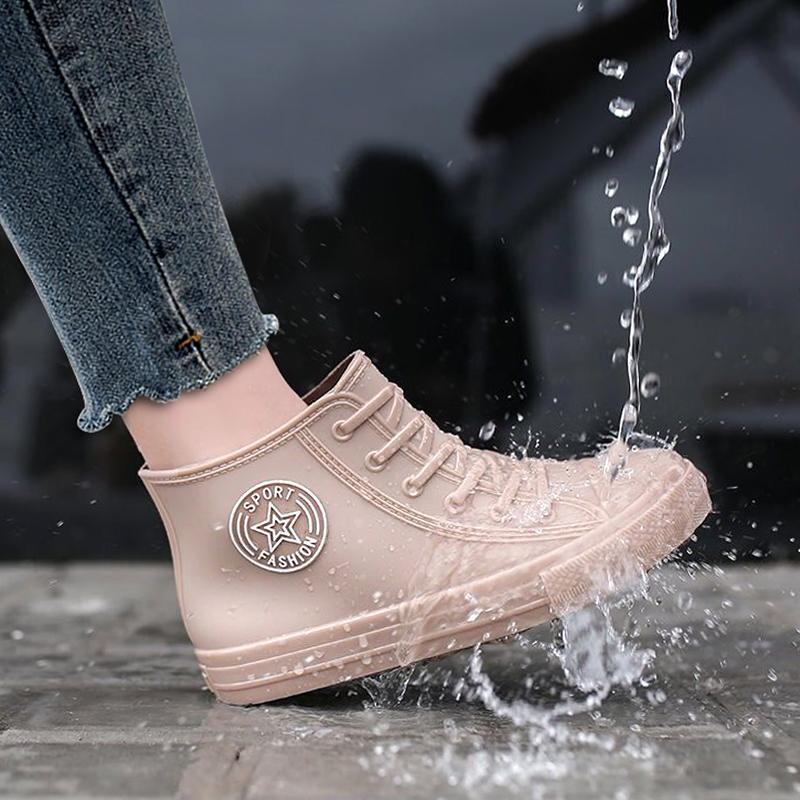 Women Non Slip Fashion Short Tube Rain Boots Outdoor Rubber Shoes Waterproof Shoes