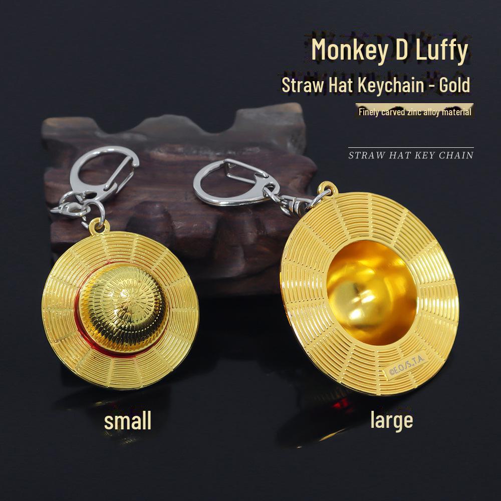 One Piece Anime Monkey D Luffy Straw Hat Metal Keychain Pendant