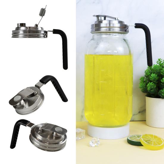 Mason Jar Pour Spout Lid with Handle Wide Mouth Flip Cap for Mason Jars Leak Proof Seal Cover for Drinking Food Storage