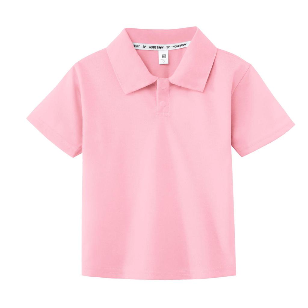 Children's Customizable Solid Color Polo Shirt, Pure Cotton, Short Sleeve, Unisex Group Uniform.