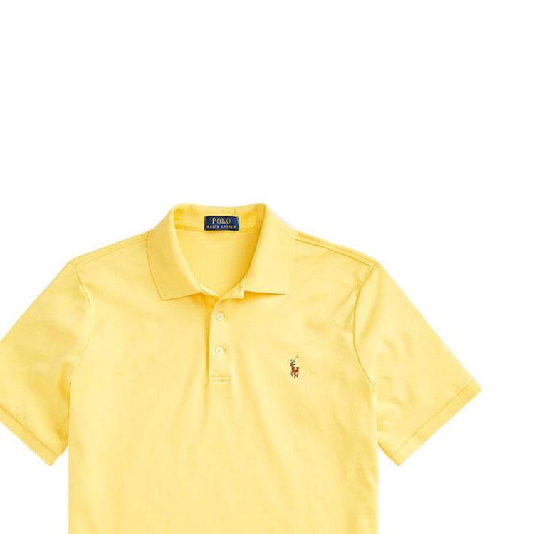 Polo Ralph Lauren Однотонная футболка поло с вышивкой логотипа, с коротким рукавом, мужская, желтая, 710870645-031