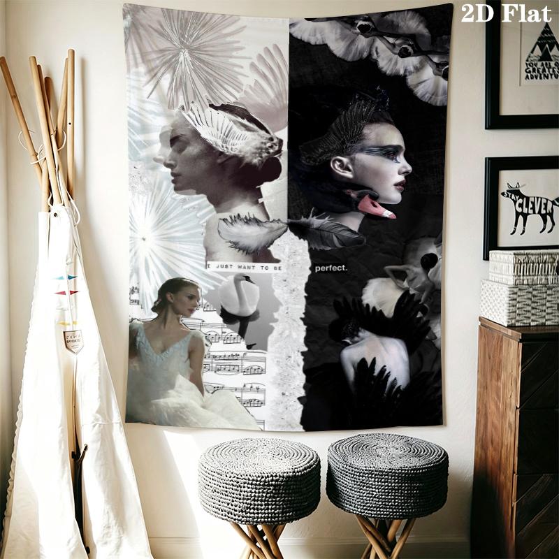 Black swan Wall Tapestry Aesthetic Wall Hanging Printed Fabric Blanket Decorative Tapestries for Bedroom Living Room Home Decor