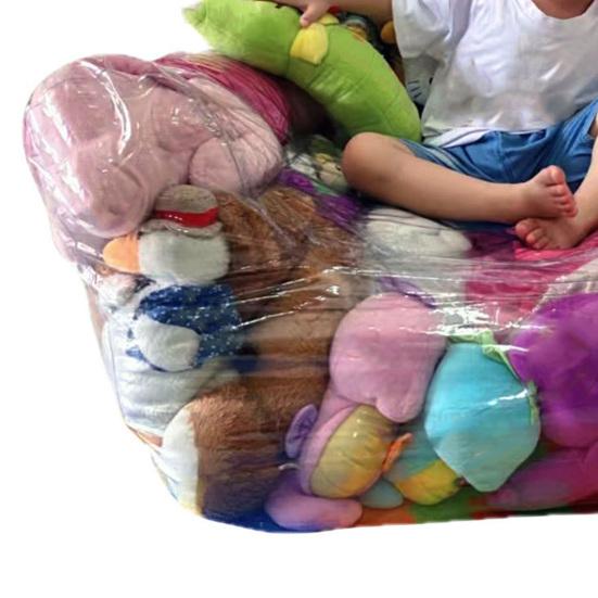Stuffed Animal Storage Bean Bag Chair Cover Waterproof Clear PVC Extra Large Kids Plush Toy Storage Sofa Nursery Bedroom Dolls Organizing Sofa