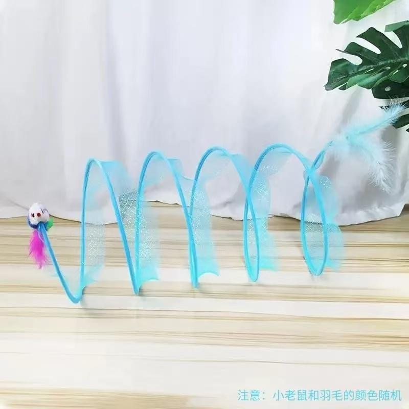 Туннель для кошек для домашних кошек, складная игрушечная катушка, спираль, разноцветные пружины, складчатые туннели для домашних животных для домашних животных, товары для домашних животных