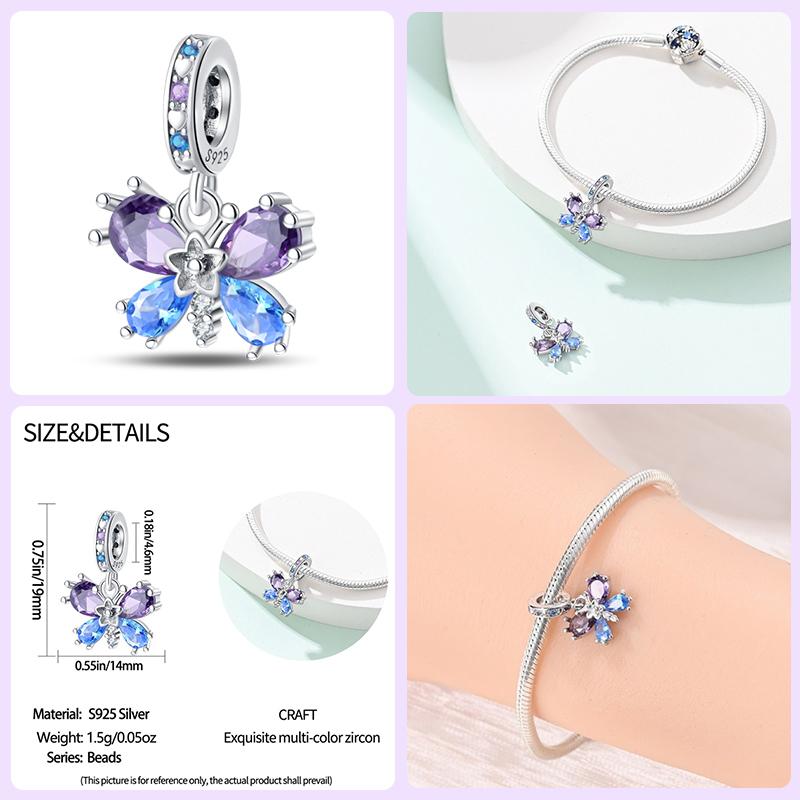 100% 925 Silver Exquisite Cubic Zircon Butterfly Bee Ladybug Charms Bead Fit Qikaola Original Bracelet Fine DIY Jewelry