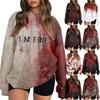 Women's Fashion Casual Long Sleeve Halloween Printed Neck Sweatshirt Top