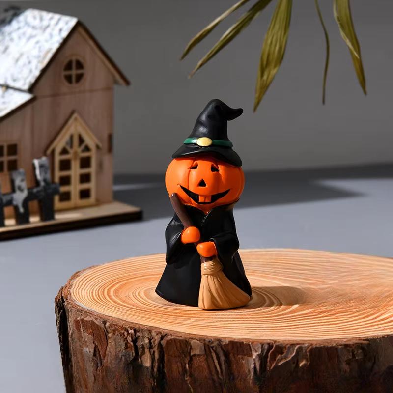 Halloween Fun Pumpkin Festival Party Home Desktop Atmosphere Decoration Ghost Witch Doll Festival Ghost Doll Mini Resin Ornament