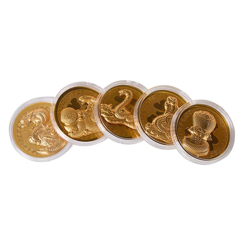 1 Pcs  New Year Of The Snake Commemorative Coins Chinese Zodiac Medals 3D Relief Coins Collectibles