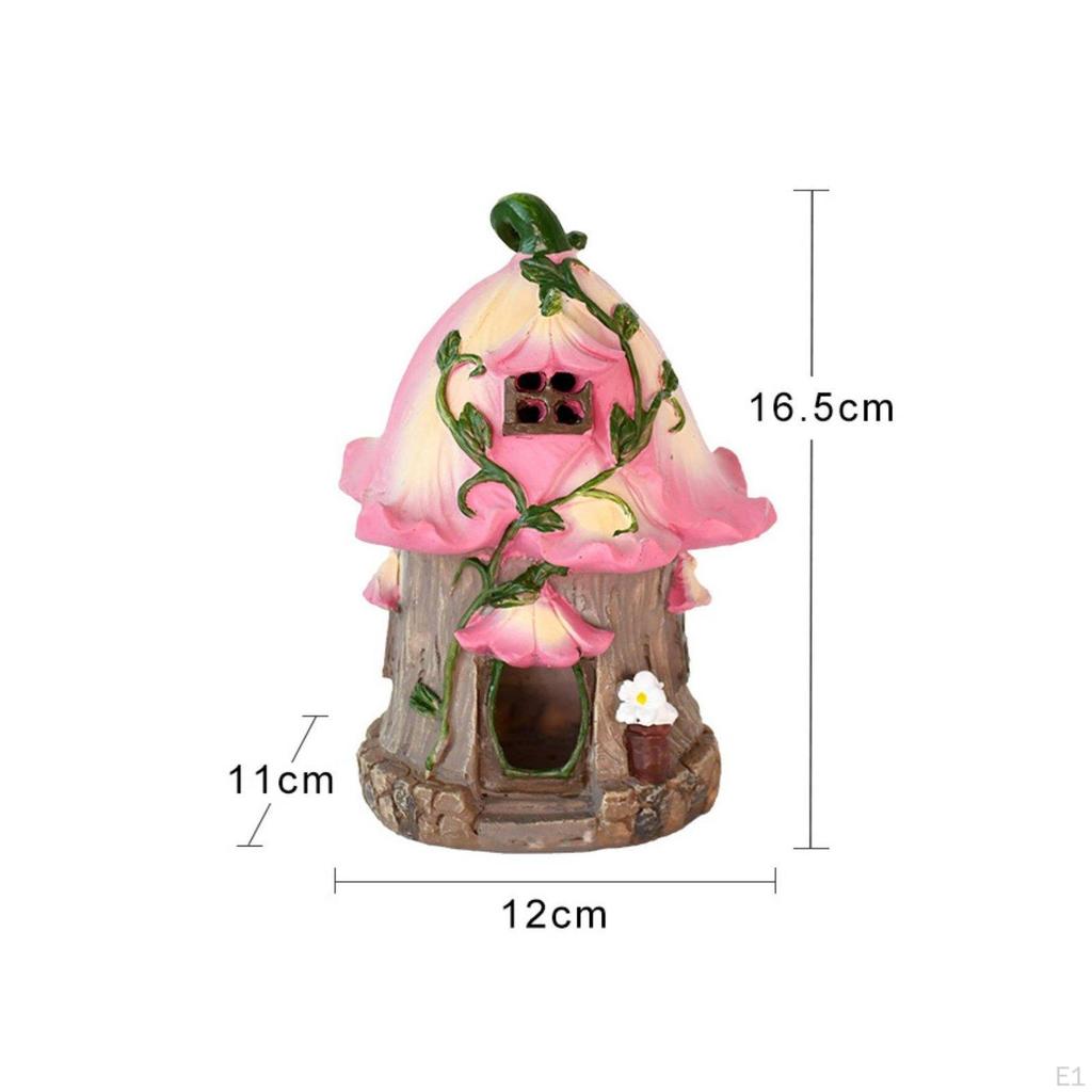 Storybook Shelter LED Solar Resin Cottage Sculpture for Garden, Yard, Patio
