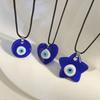 Devil'S Evil Eye Pendant Necklace For Women Men Star Heart Round Blue Glass Dangle Clavicle Chain Vintage Jewelry Accessories