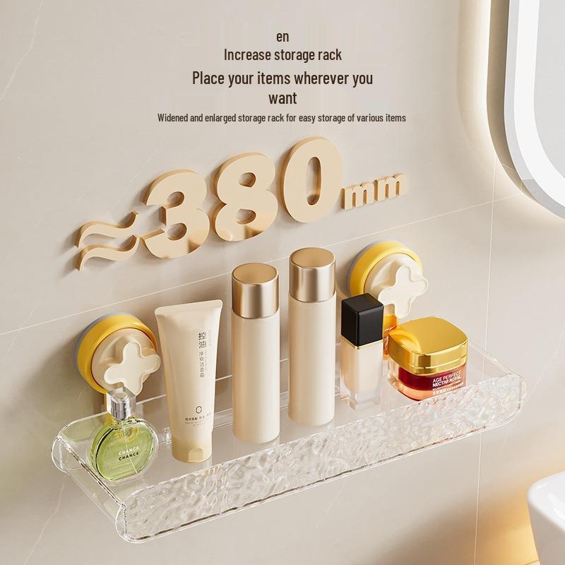 Bathroom Rotating Suction Cup Shelf - Drill-Free Cosmetic Storage & Sink Organizer
