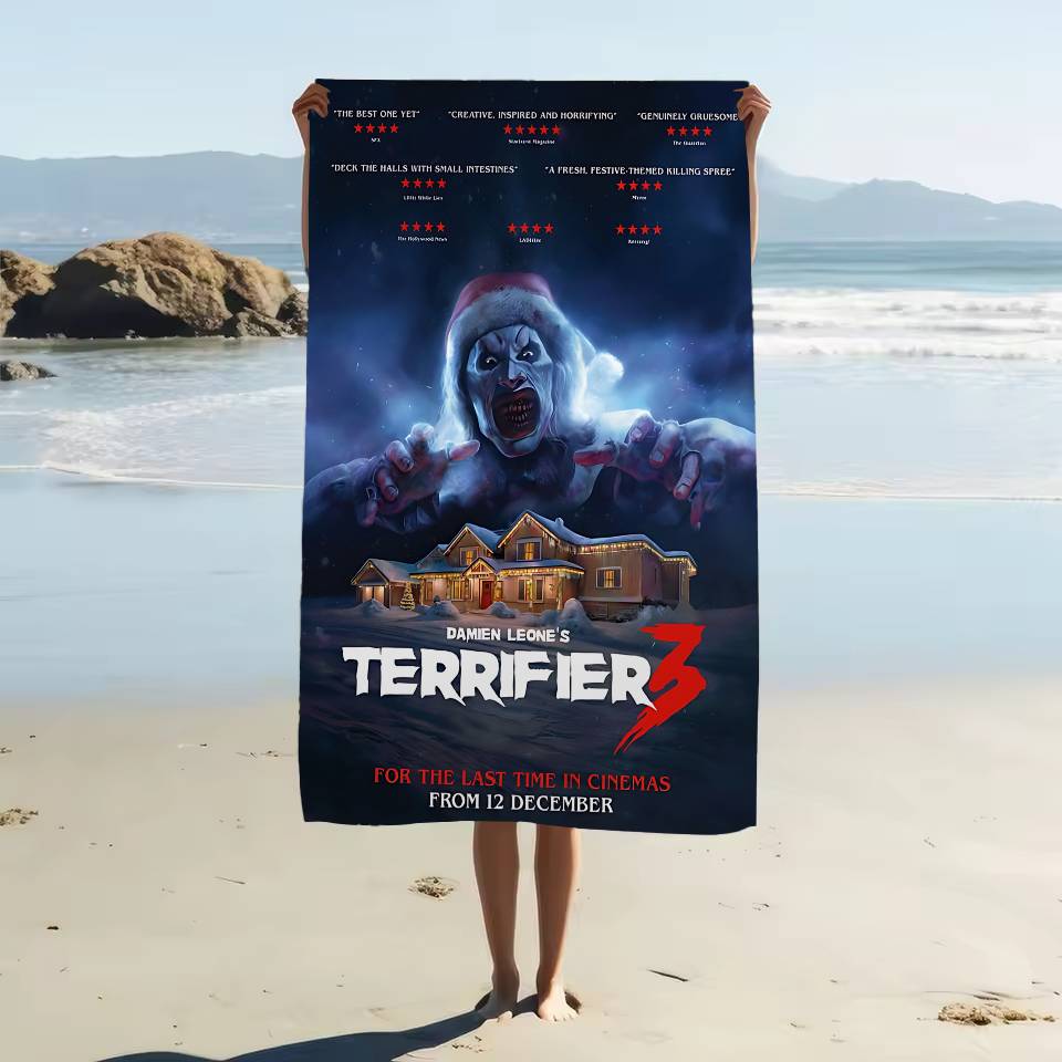 Террифаер 2 Хоррор Фильм Микрофибра Пляжное Полотенце Впитывающее Быстросохнущее Мягкое Для Йоги Плавание Курорт Альпинизм Полотенце