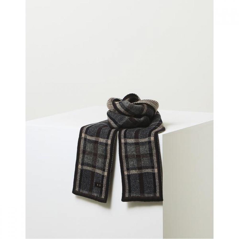 Daks Unisex Cashmere 100 Navy Check Short Muffler Dbmu3fe30n2