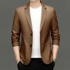Кожаный костюм мужской весенне-осенний костюм кожаная куртка для среднего и молодого возраста деловой костюм кожаная куртка верх