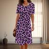 Женская мода изящный леопардовый принт принт лето весна короткий рукав О-образный вырез повседневные платья