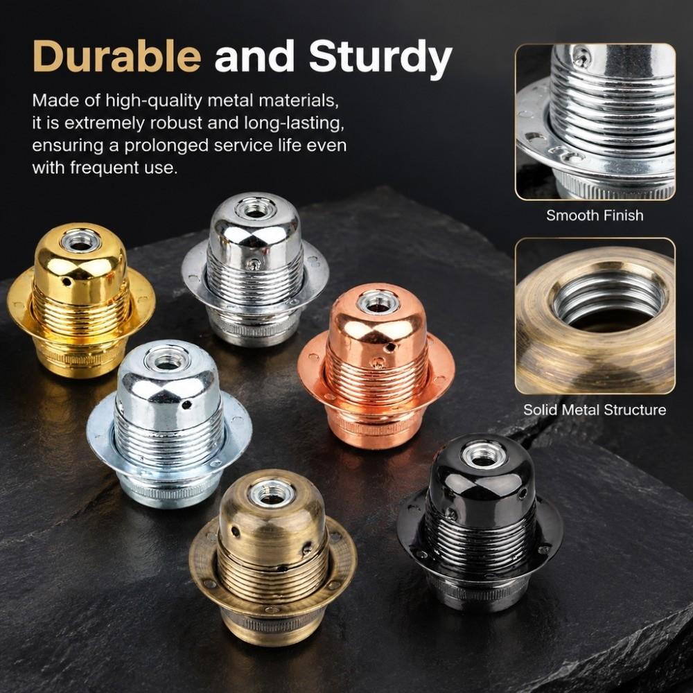 E27 Metal Lamp Holder Polished Finish Bulb Base Durable Screw Socket Adapter For Lighting Fixture
