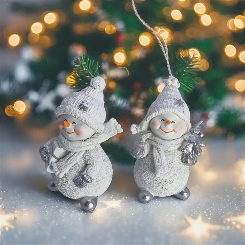 Крошечная фигурка снеговика Настольное украшение Миниатюрная скульптура снеговика из смолы Для каминов Крыльца Праздничные вечеринки Центральные украшения