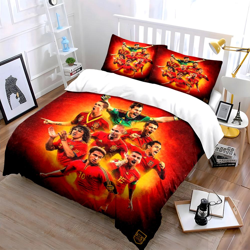 Spain Soccer Team Bedding Bedding set (1 duvet cover, 2 pillowcases, duvet not included)