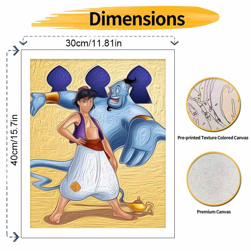 Disney Aladdin Genie DIY Oil Painting Art Painting Kit Home Wall Decor Handmade Gift for Home Living Room Bedroom Craft Decoration
