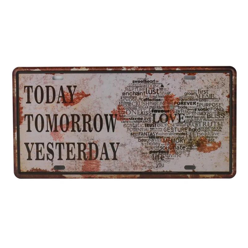 Text Signs Welcome Love Family Warm-Hearted Word Metal Plate Car License Tin Sign Wall Pin Up Tin Sign Retro Craft Iron Painting