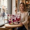 Cute Love Heart Pattern Tote Bag Daily Shoulder Handbag for Women