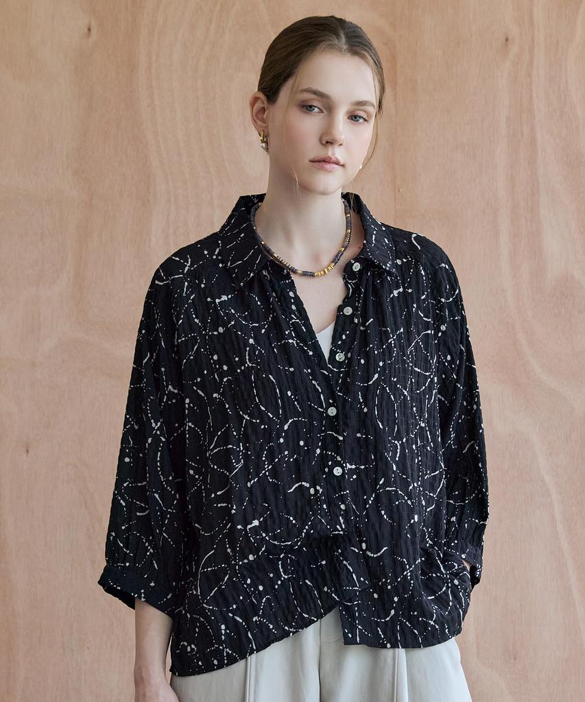 M.GRAF Painting Pattern Wrinkle Loose Fit Shirt Blouse