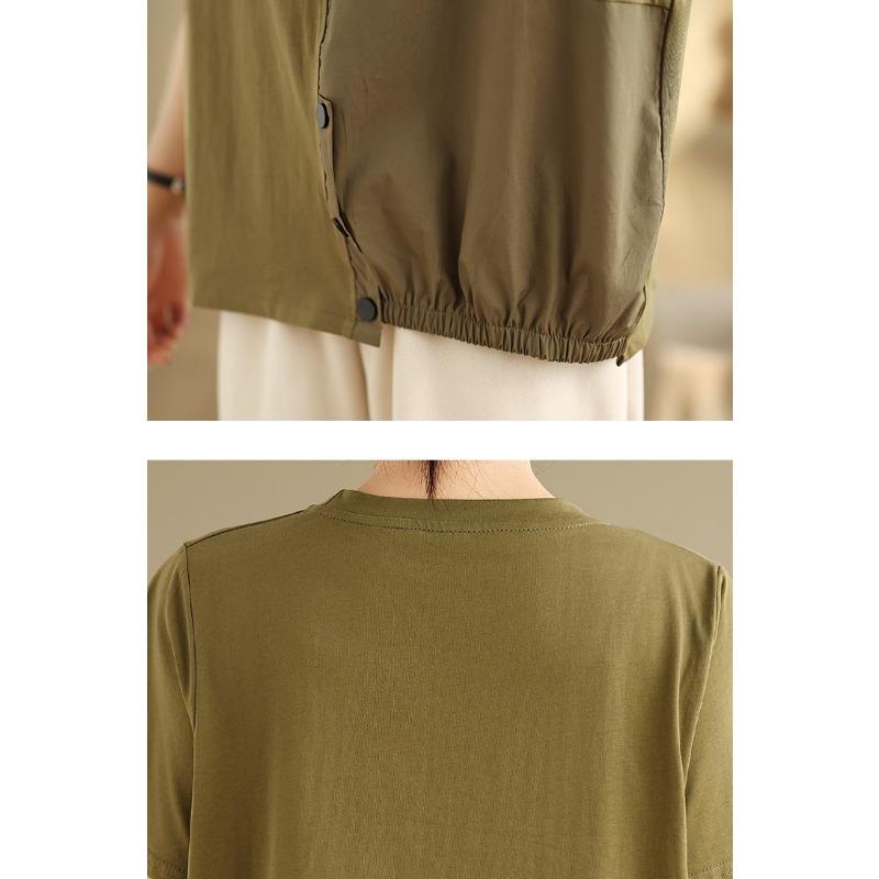 DIMANAF 2025 Новая Летняя Футболка Большого Размера Женская С Коротким Рукавом Пуговицы Винтажная Свободная Топы Футболки Макси