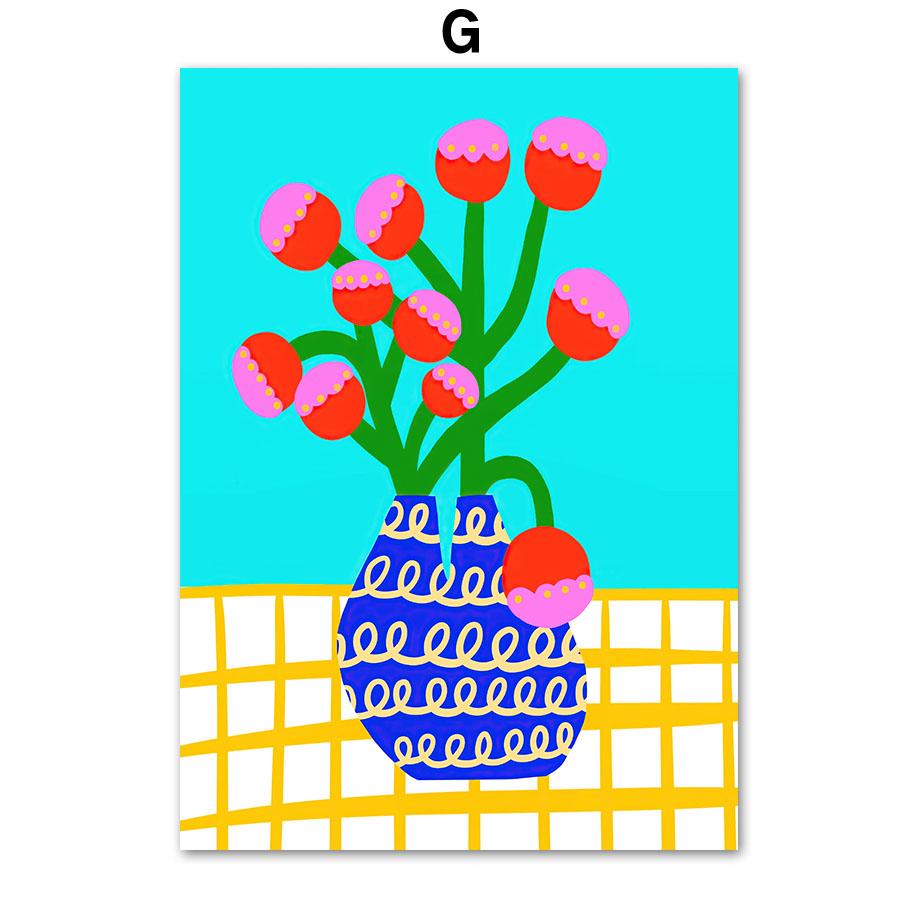 Красочная ваза для цветов в стиле бохо, абстрактное леопардовое настенное искусство, холст, живопись, плакаты на скандинавскую тему и принты, фотографии, декор для детской гостиной