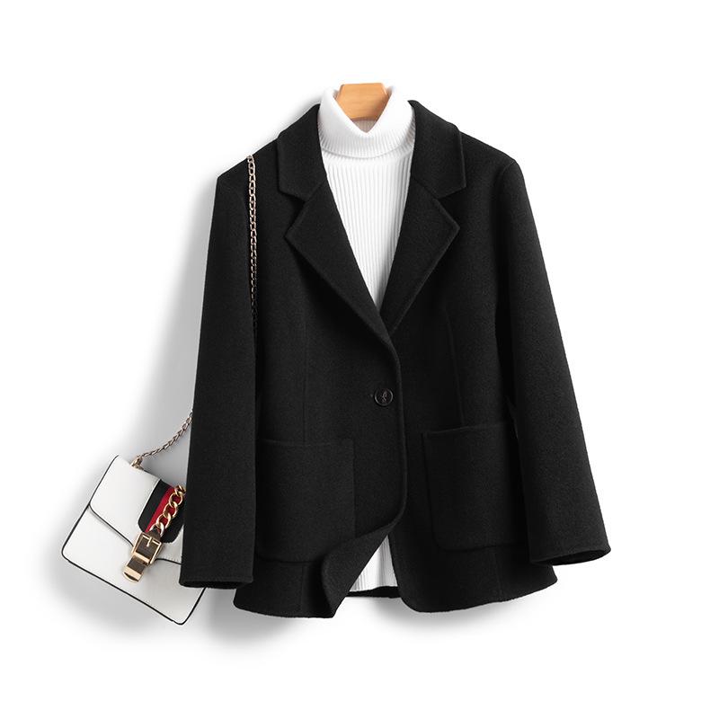 Women's Double-Faced Wool Blazer – Winter Slimming Essential Coat for a Versatile and Casual Workplace Look