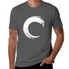 Minimalist Black And White Enso Circle Design Abstract Tshirt Relaxed Fit Casual Short Sleeve Top