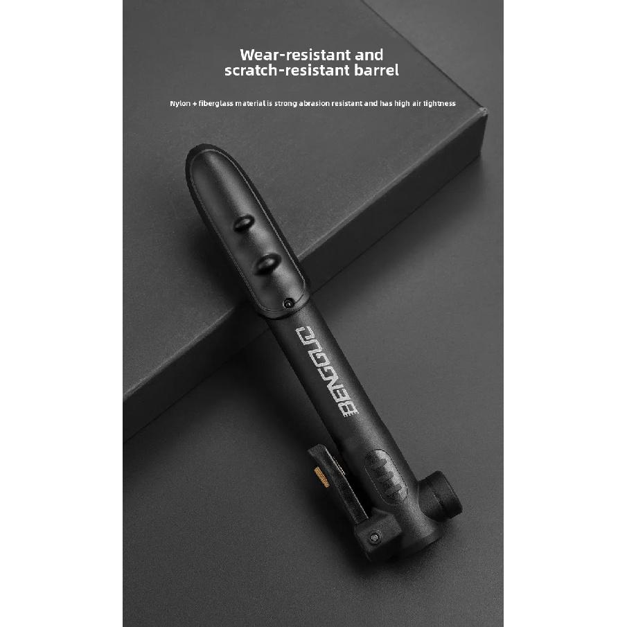 BENGGUO Nylon Mini Portable Bicycle Pump 100PSI High Pressure Universal Presta & Schrader Valve Emergency Inflator for Bike Ball