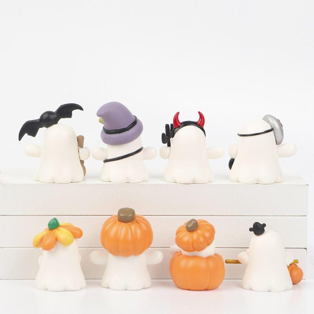 8pcs/Set Miniatures Pumpkin Mini Model Ornaments Hallowmas Pumpkin Ghost Doll  Desktop Home Decor