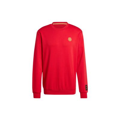 FW23 Китайский Новый год Дракон серии Манчестер Юнайтед Традиционный футбольный логотип с вырезом из бумаги Толстовка с круглым вырезом Мужская толстовка Красный IW9306