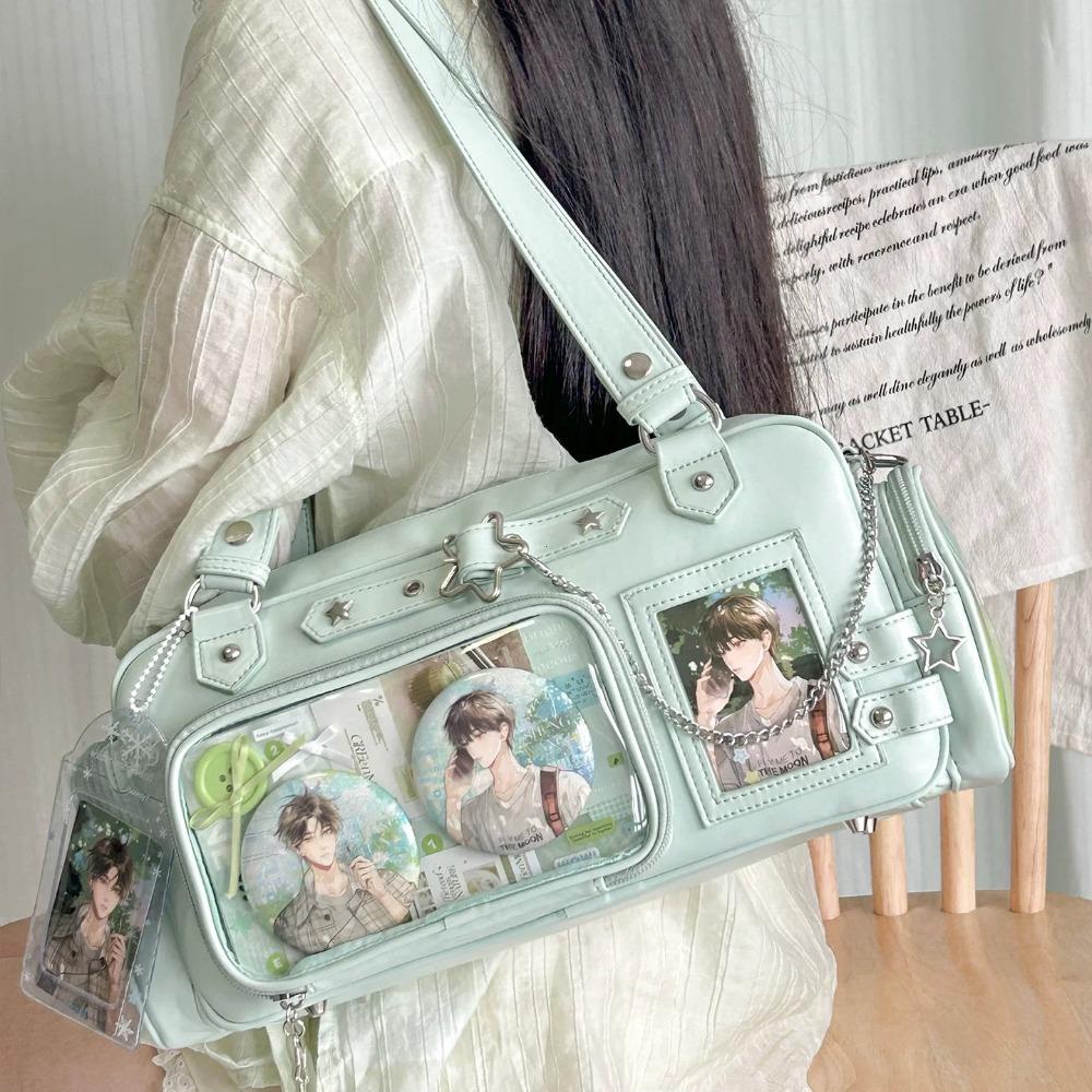 Star Chain Y2k Harajuku Shoulder Itabag Blue Girl Pain Bags Transparent Japanese Crossbody Bag Concert Korean Handbag