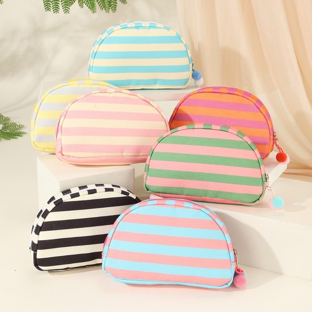 Durable Shell Shape Pouch Pom-pom Tassel Canvas Makeup Organizer Business Trip