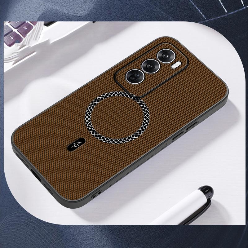 Для OPPO Reno 12 Защита объектива Магнитный чехол для телефона Для OPPO Reno 12 Pro Тонкий Чехол-защита с кожаной текстурой Беспроводная зарядка 12F