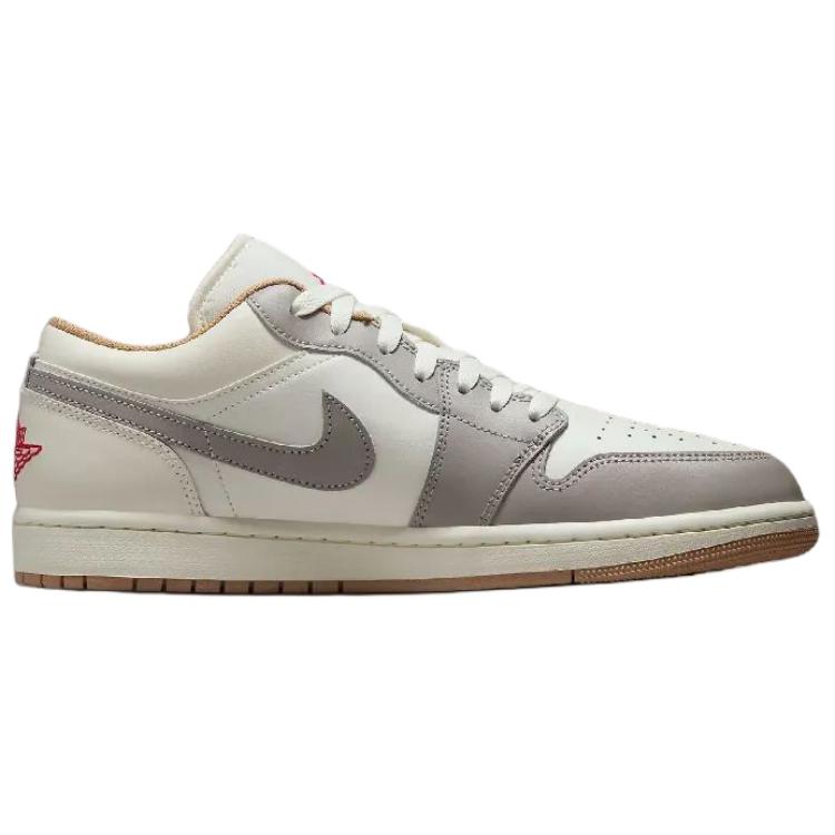 Jordan Air Jordan 1 Противоскользящие Износостойкие Низкие Винтажные Баскетбольные Кроссовки Мужские Бежевые Серые Jordan 553558-169