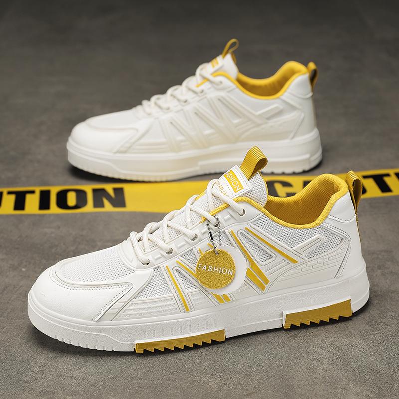 Fashion Men's Thick Sole Casual Breathable White Shoes Summer New Soft Sole Outdoor Walking Shoes Students' Sports Board Shoes Flat Shoe