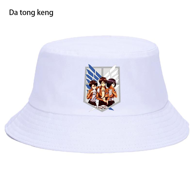 Летняя шляпа японского аниме «Атака Титанов», женская панама-ведро унисекс, дизайнерский плоский козырек, шляпа рыбака в стиле аниме 90-х годов