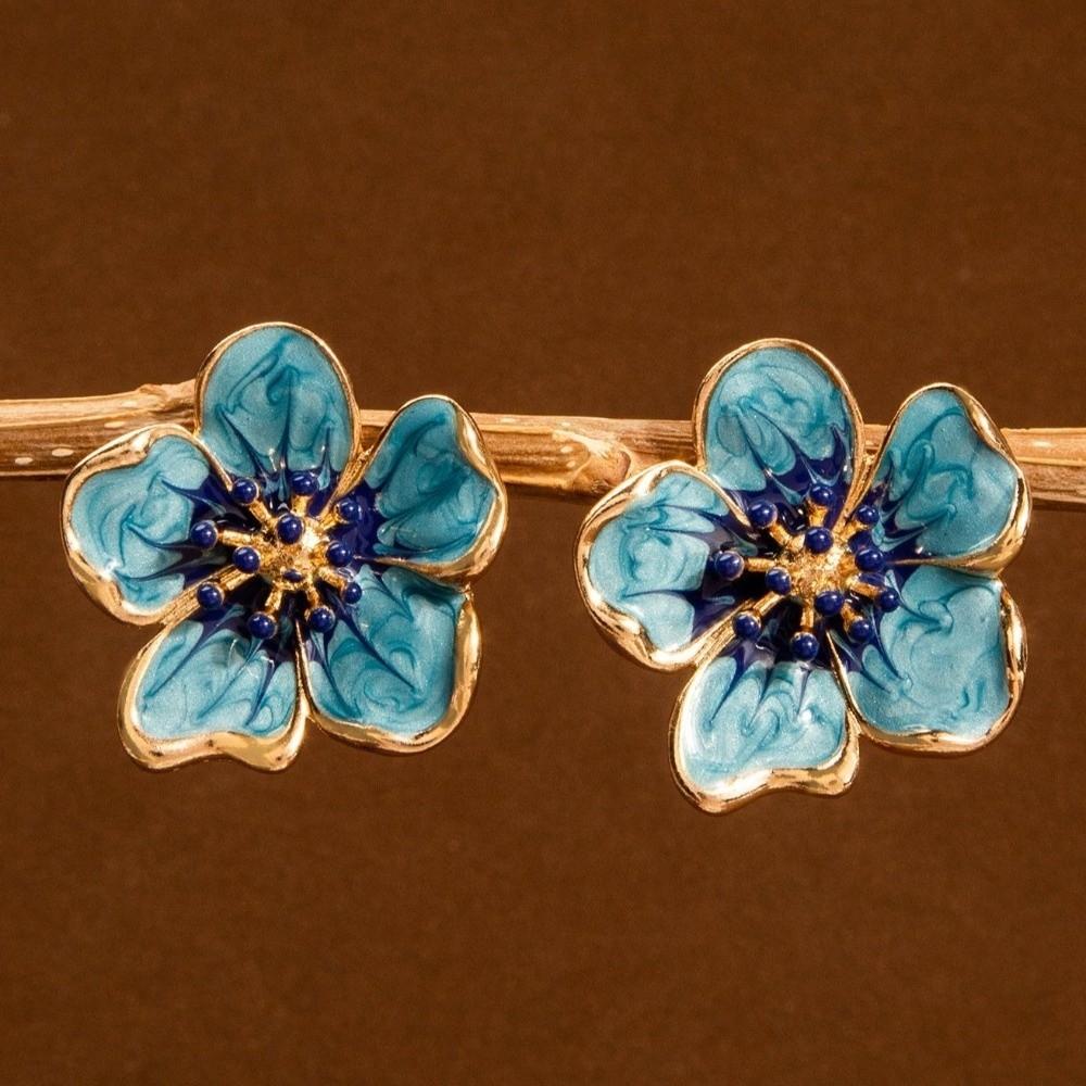 Enamel Floral Stud Earrings Colorful Drop Earrings Sweet Flower Earrings Women