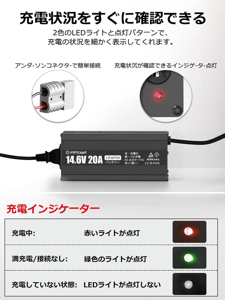 PTPTCAMT 14.6 V 20A Ion Phosphate Charger, AC-DC, Rapid Charging, 12 V,
