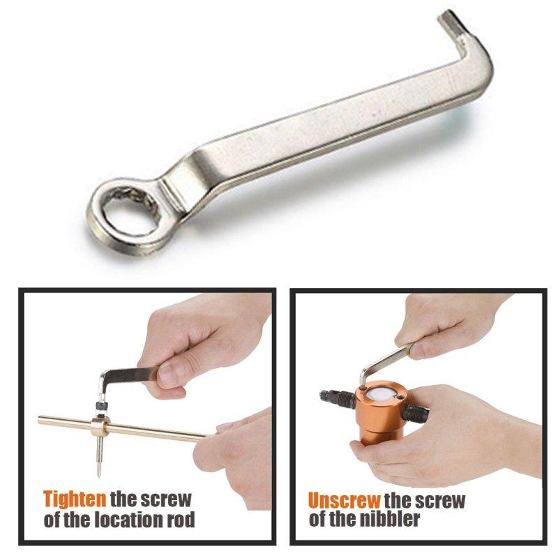 Power Drill Nibbler Metal Sheet Cut Double Head with Wrench Part 360 Degree Adjustable Nibbler Drill Attachment