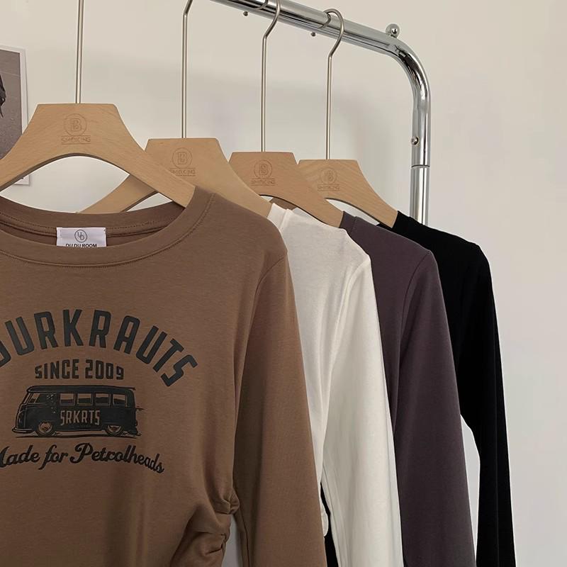 Женская милая и пикантная шикарная футболка с длинным рукавом - Приталенный дизайн для весны/осени